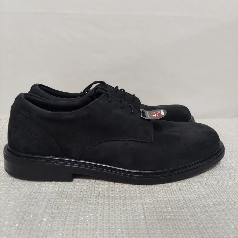 Nunn‎ Bush Mens 84153-006 Black Leather Slip Resistant Oxford Shoes 10W Wide